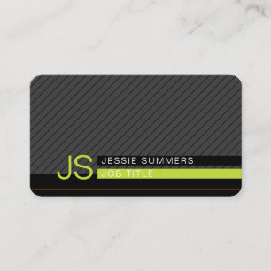 Carte De Visite Rayures Modernes Diagonales Gris, Vert Citron et
