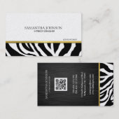 Carte De Visite Rayures modernes et élégantes de zèbre de noir et (Devant / Derrière)