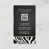 Carte De Visite Rayures modernes et élégantes de zèbre de noir et (Dos)