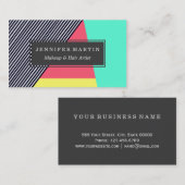 Carte De Visite Rayures modernes et motif géométrique de bloc de (Devant / Derrière)