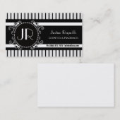 Carte De Visite Rayures modernes noires et blanches élégantes (Devant / Derrière)