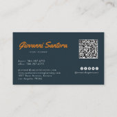 Carte De Visite Rayures Navy | Le code QR du gentleman moderne (Dos)