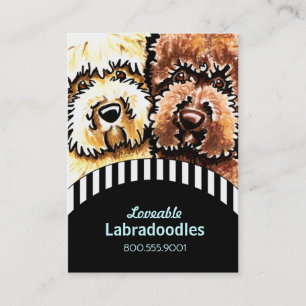 Carte De Visite Rayures noires de Labradoodle d'éleveur de chiens