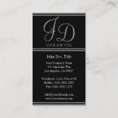 Carte De Visite Rayures noires de YourJobTitle/argentées élégantes (Dos)