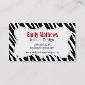 Carte De Visite Rayures noires et blanches de zèbre ; Coccinelles (Dos)