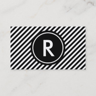 Carte De Visite Rayures noires et blanches diagonales avec le