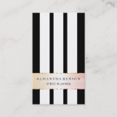 Carte De Visite Rayures noires et blanches d'or de Faux verticales (Devant)