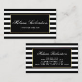 Carte De Visite Rayures noires et blanches modernes avec le cadre (Devant / Derrière)