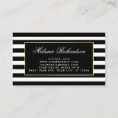 Carte De Visite Rayures noires et blanches modernes avec le cadre (Dos)