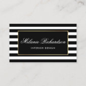 Carte De Visite Rayures noires et blanches modernes avec le cadre (Devant)