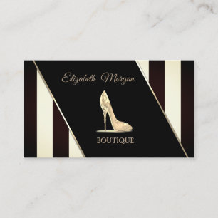 Carte De Visite Rayures noires et blanches modernes, talons hauts
