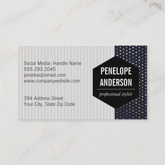 Carte De Visite Rayures | Points Gold Speck (Dos)