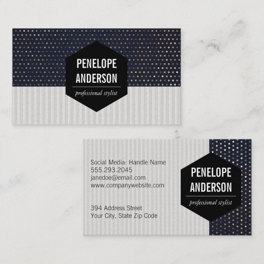 Carte De Visite Rayures | Points Gold Speck (Devant / Derrière)