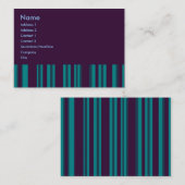 Carte De Visite rayures pourpres turquoises foncées (Devant / Derrière)