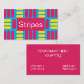 Carte De Visite Rayures rose jaune (Devant / Derrière)