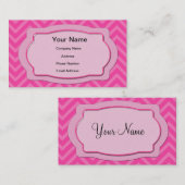 Carte De Visite Rayures roses de Chevron (Devant / Derrière)