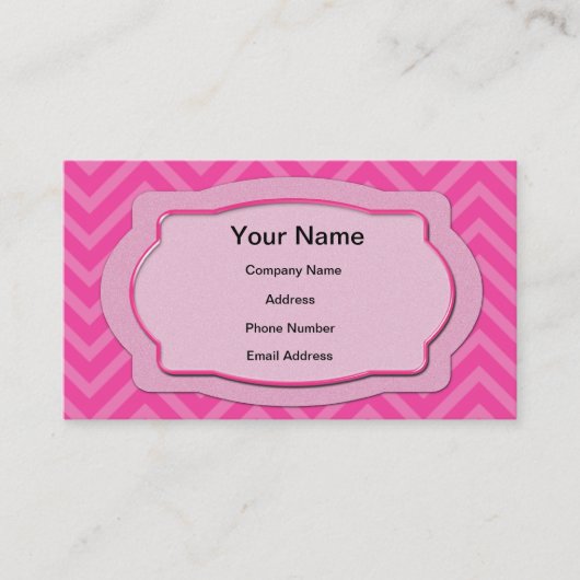 Carte De Visite Rayures roses de Chevron (Devant)