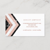 Carte De Visite Rayures roses d'or de marbre de chevron de (Dos)