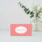 Carte de visite rayures roses sucrées (Debout devant)
