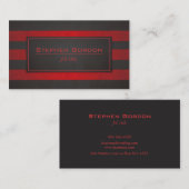 Carte De Visite Rayures rouges sur le cuir noir (Devant / Derrière)