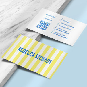 Carte De Visite Rayures Simple Moderne Jaune et Bleu Professionnel