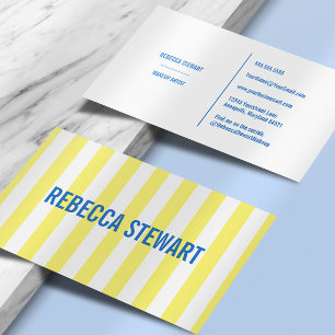 Carte De Visite Rayures Simple Moderne Jaune et Bleu Professionnel