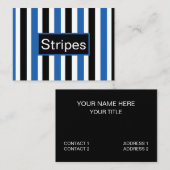 Carte De Visite Rayures verticales bleu noir (Devant / Derrière)