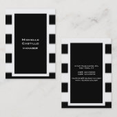 Carte De Visite Rayures verticales noires et blanches Unique Profe (Devant / Derrière)