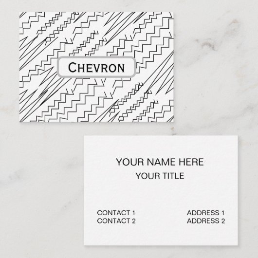 Carte De Visite Rayures Zigzag Chevron Noir et Blanc (Devant / Derrière)
