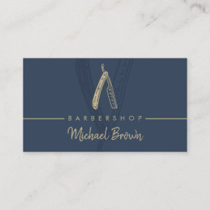 Carte De Visite Razor Barber shop Navy