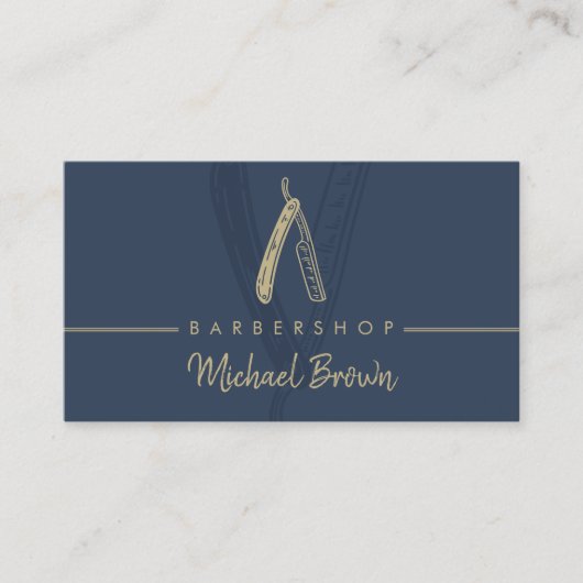 Carte De Visite Razor Barber shop Navy (Devant)