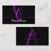 Carte De Visite Razor Barber shop noir violet (Devant / Derrière)