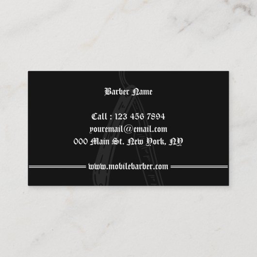 Carte De Visite Razor mobile Barber shop retro (Dos)