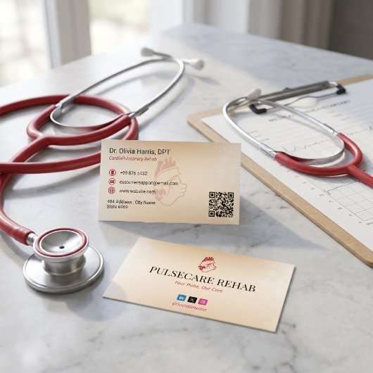Carte De Visite Réadaptation cardio-pulmonaire | Rouge clair