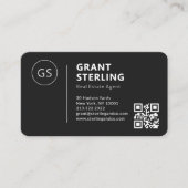 Carte De Visite Real Estate Agent Black Logo QR Code Professional (Devant)
