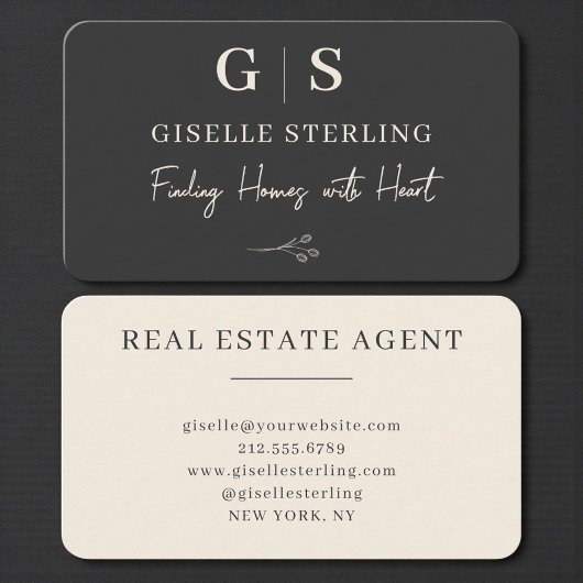Carte De Visite Real Estate Agent Black Professional