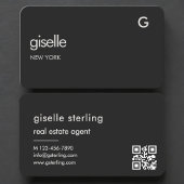 Carte De Visite Real Estate Agent Black QR Code