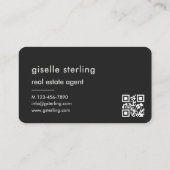 Carte De Visite Real Estate Agent Black QR Code (Dos)