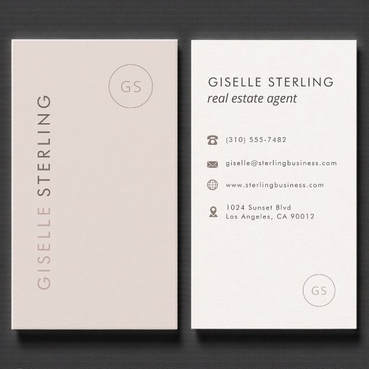 Carte De Visite Real Estate Agent Blush Pink Minimalist Modern