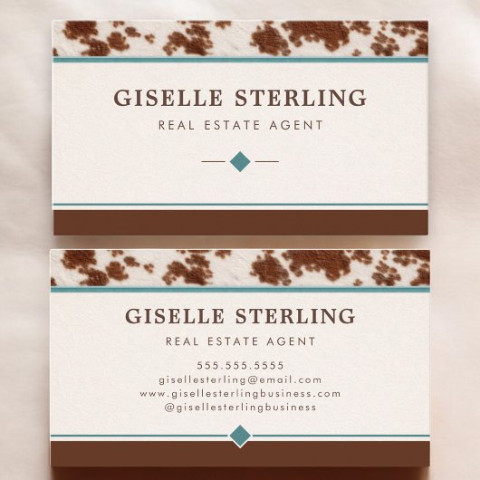Carte De Visite Real Estate Agent Cowhide Leather Professional