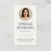 Carte De Visite Real Estate Agent Gold & Navy Photo QR Code Modern (Devant)