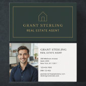 Carte De Visite Real Estate Agent Green Gold House Photo Minimal