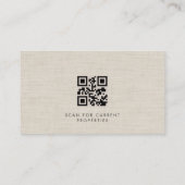 Carte De Visite Real Estate Agent Luxury Neutral Linen QR Code (Dos)
