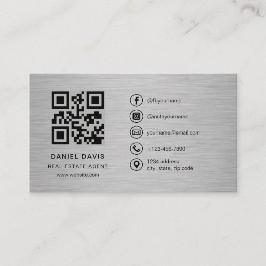 Carte De Visite Real Estate Agent Metal QR Code (Devant)