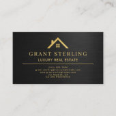 Carte De Visite Real Estate Agent Metallic Black Gold (Devant)