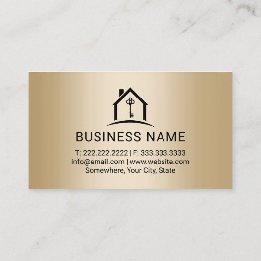 Carte De Visite Real Estate Agent Modern Gold Realtor Custom Photo (Dos)