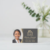Carte De Visite Real Estate Agent Modern Gold Realtor Custom Photo (Debout devant)