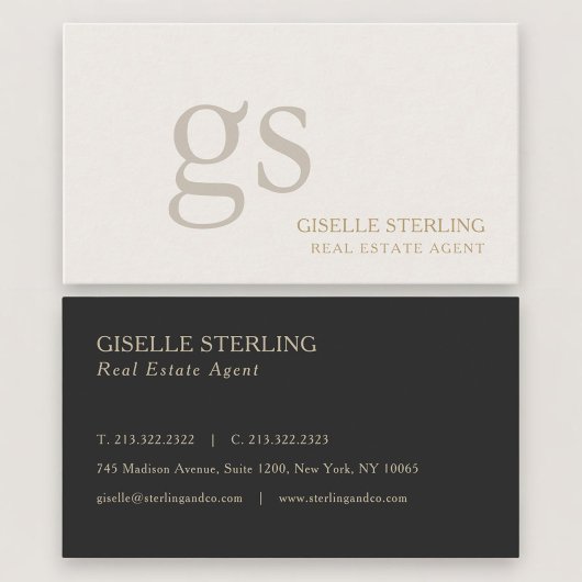 Carte De Visite Real Estate Agent Monogram Professional