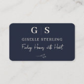 Carte De Visite Real Estate Agent Navy Blue Monogram (Devant)