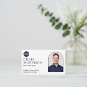 Carte De Visite Real Estate Agent Navy Blue Professional Photo  (Debout devant)
